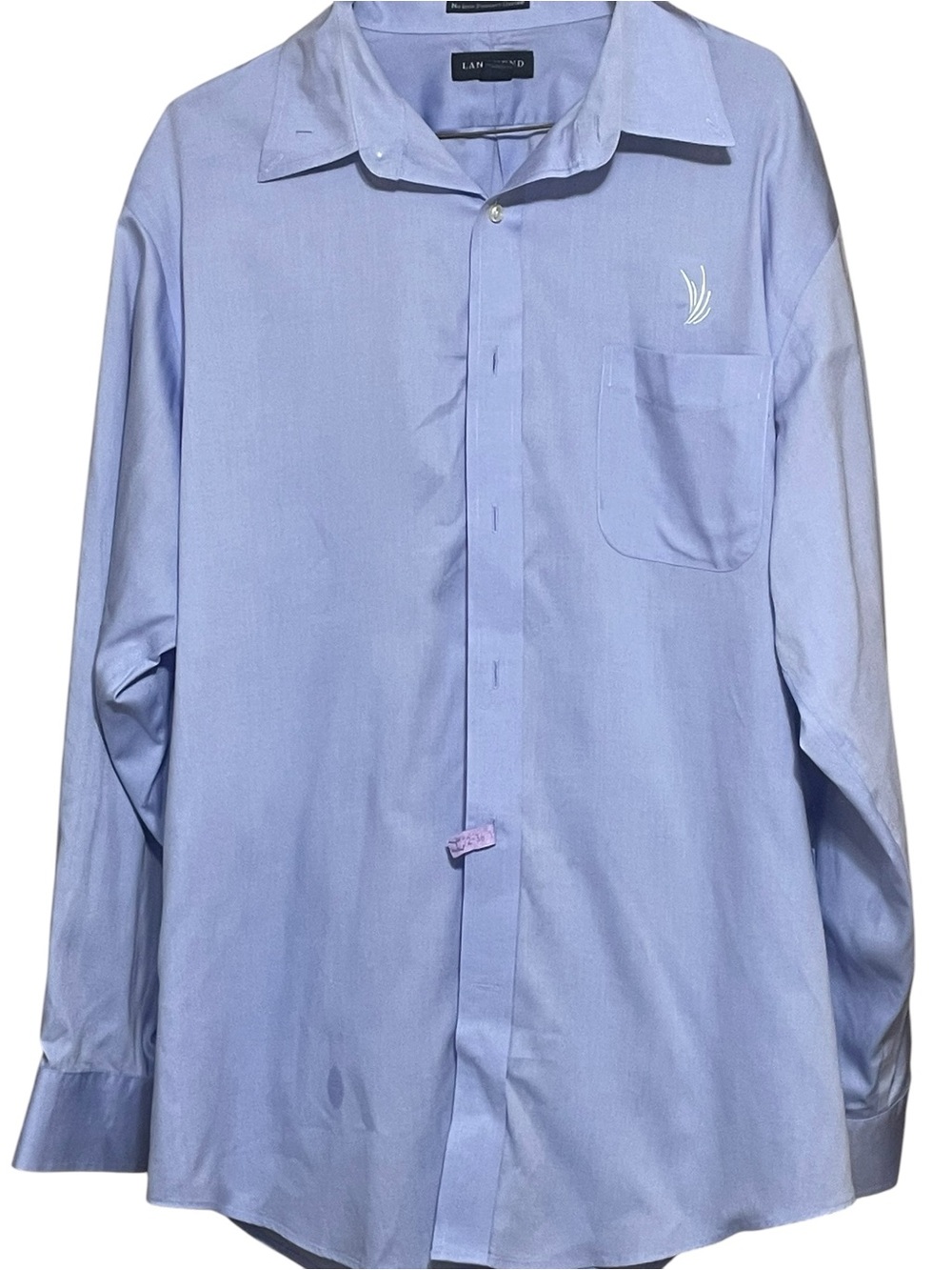 Lands' End Light Blue Men's Long-Sleeve Dress Shirt with Chest Pocket